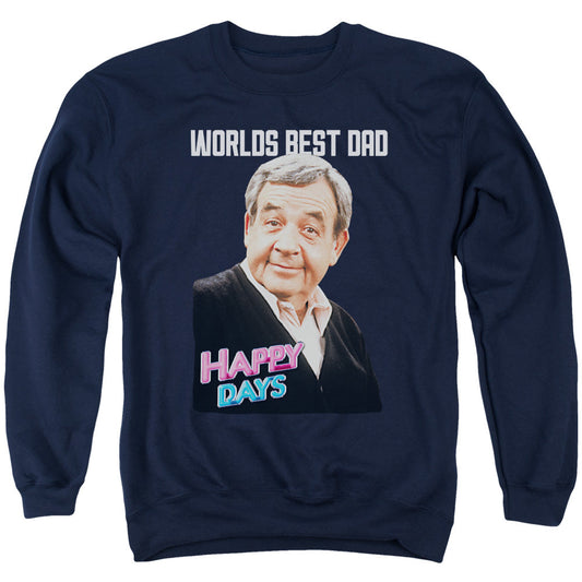 Happy Days Best Dad Mens Crewneck Sweatshirt Navy Officially Licensed