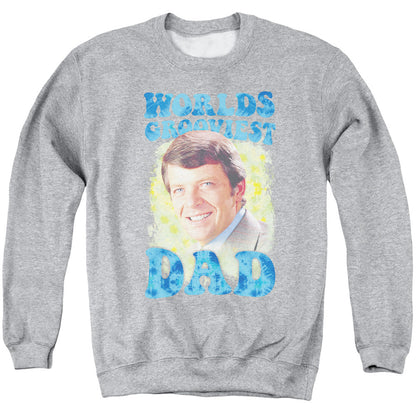 Brady Bunch Worlds Grooviest Mens Crewneck Sweatshirt Athletic Heather Officially Licensed