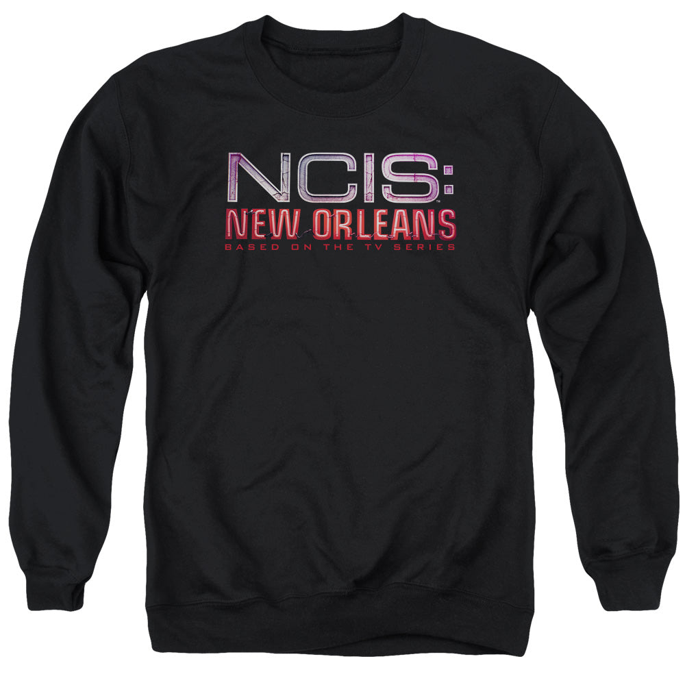Ncis:new Orleans Neon Sign Mens Crewneck Sweatshirt Black Officially Licensed