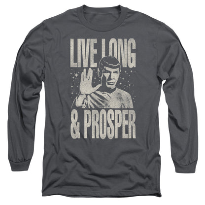 Star Trek Prosper Mens Long Sleeve Shirt Charcoal Officially Licensed Officially Licensed