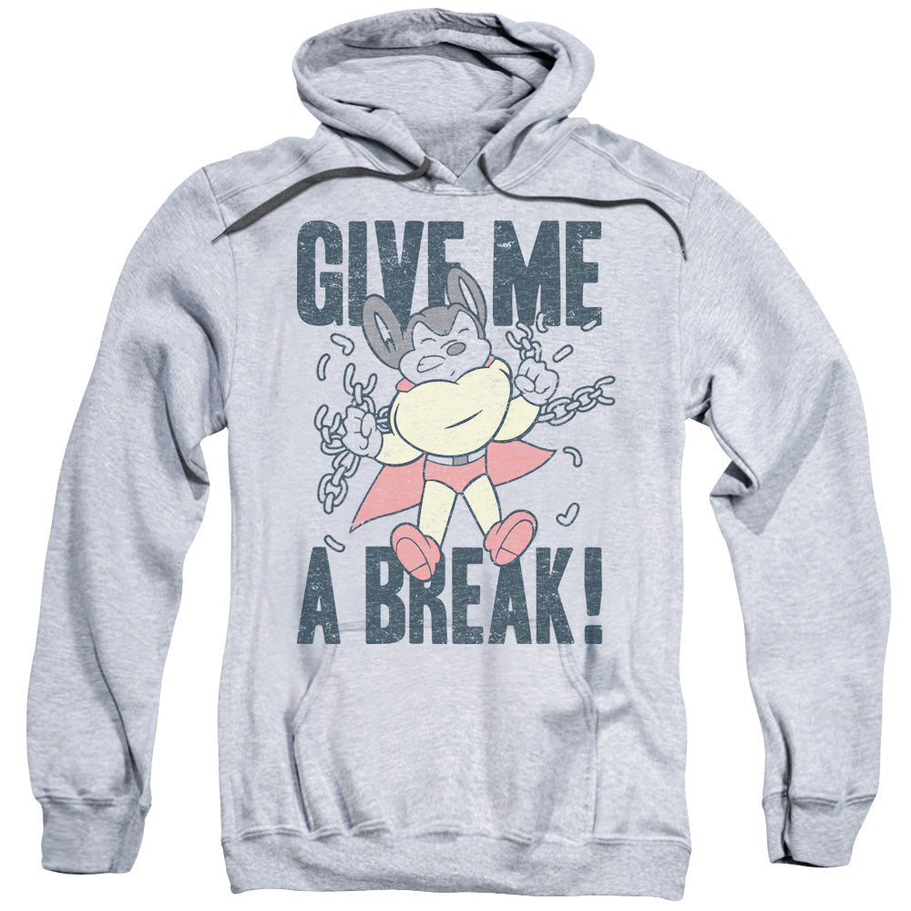 Mighty Mouse Give Me A Break Mens Hoodie Athletic Heather Officially Licensed