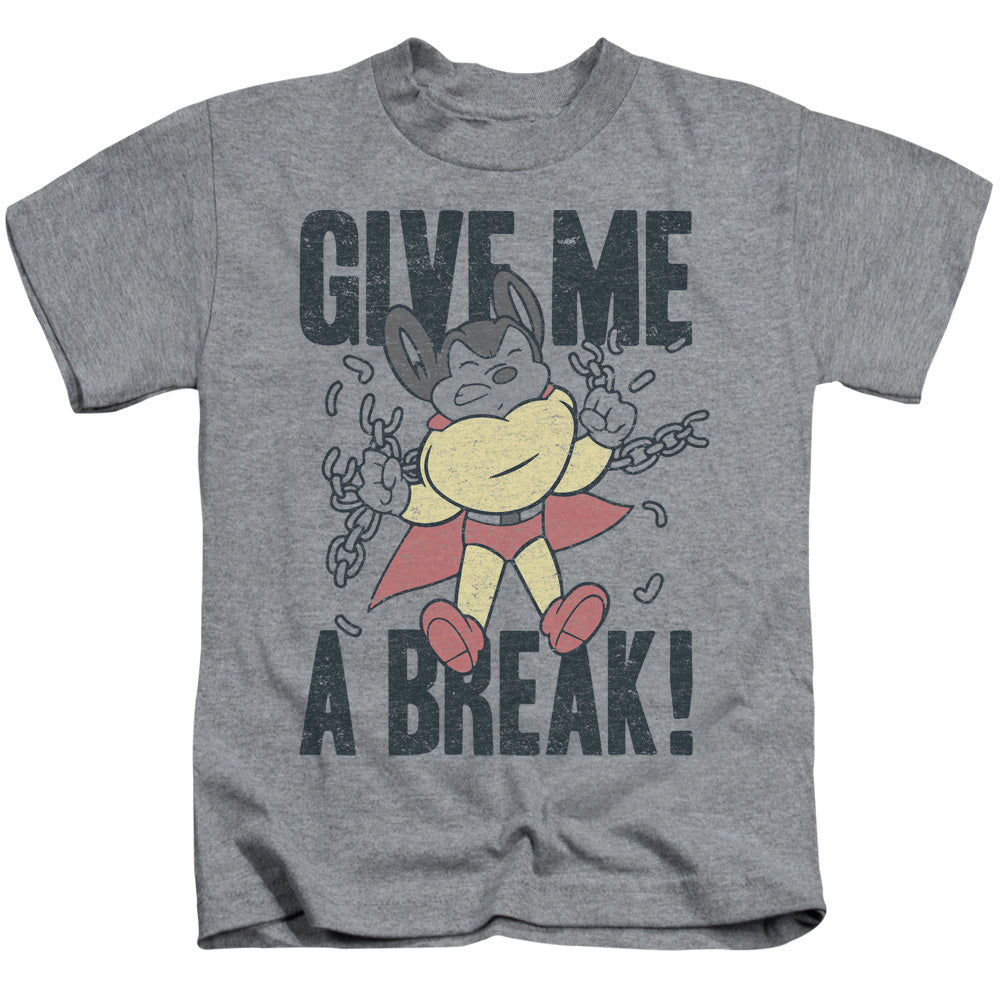 Mighty Mouse Give Me a Break Juvenile Kids Youth T Shirt Athletic Heather Officially Licensed