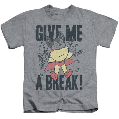 Mighty Mouse Give Me a Break Juvenile Kids Youth T Shirt Athletic Heather Officially Licensed