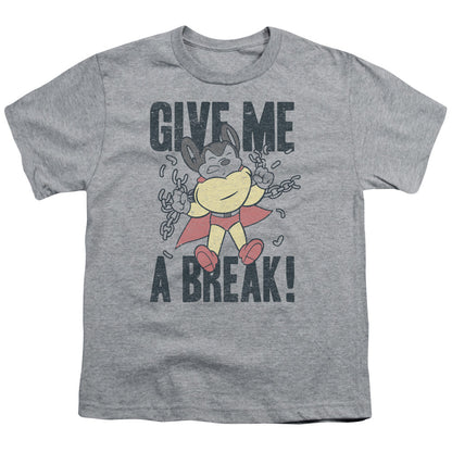 Mighty Mouse Give Me a Break Kids Youth T Shirt Athletic Heather Officially Licensed