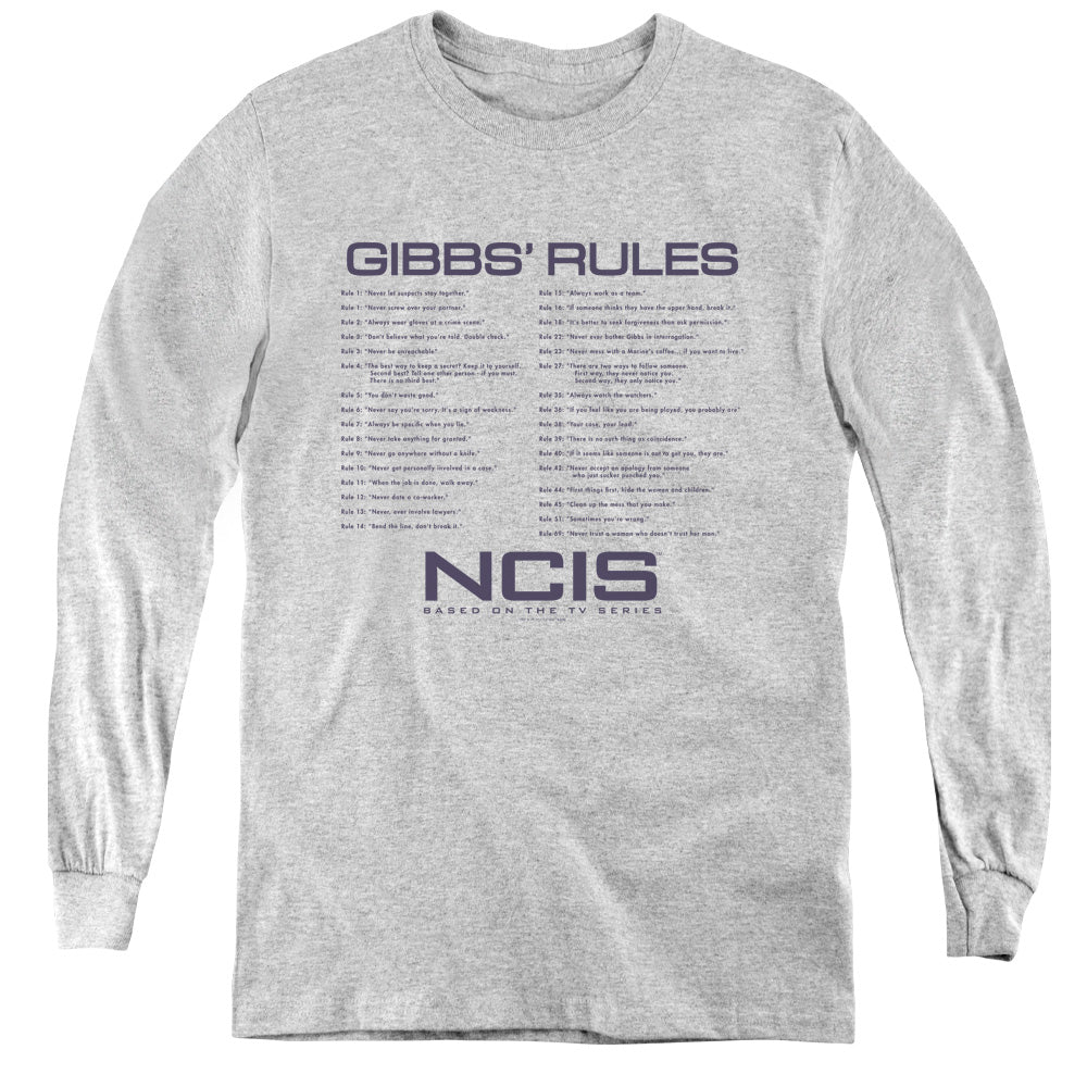 Ncis Gibbs Rules Long Sleeve Kids Youth T Shirt Athletic Heather Officially Licensed