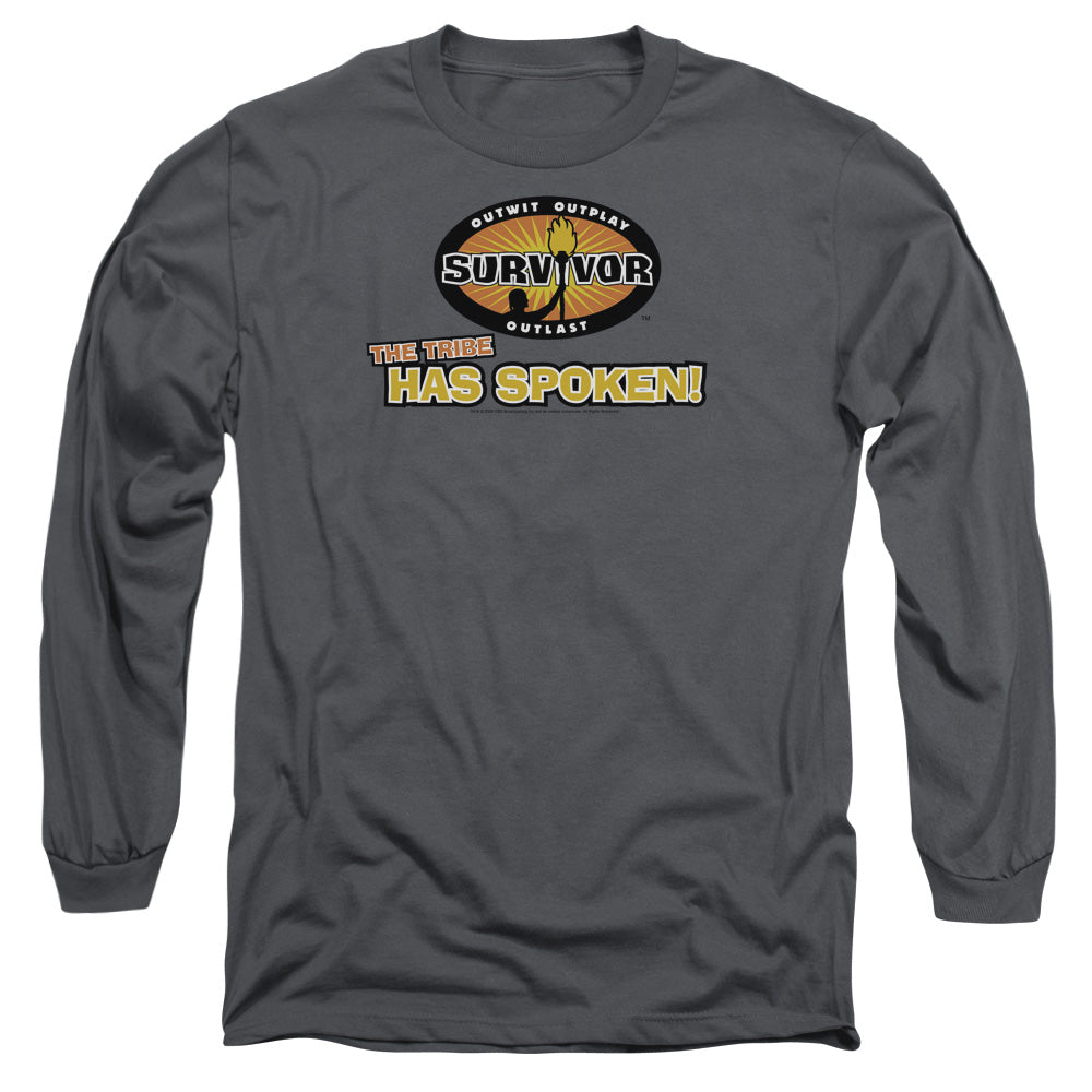 Survivor Tribe Has Spoken Mens Long Sleeve Shirt Charcoal Officially Licensed