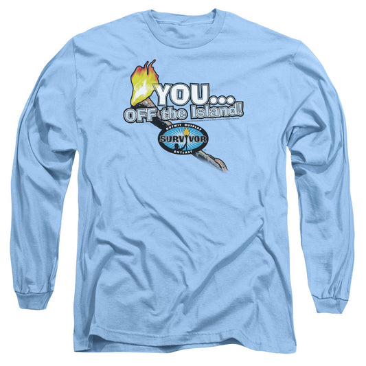 Survivor You Off The Island Mens Long Sleeve Shirt Carolina Blue Officially Licensed