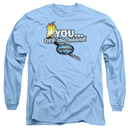Survivor You Off The Island Mens Long Sleeve Shirt Carolina Blue Officially Licensed