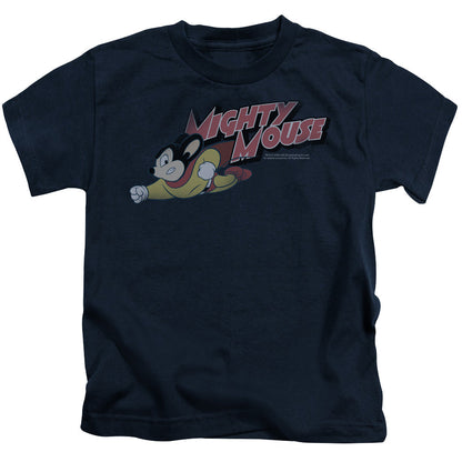Mighty Mouse Mighty Retro Juvenile Kids Youth T Shirt Navy Officially Licensed