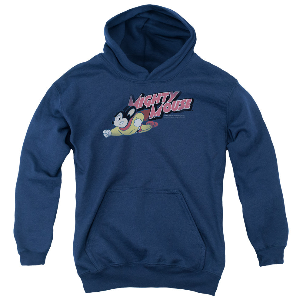 Mighty Mouse Mighty Retro Kids Youth Hoodie Navy Officially Licensed