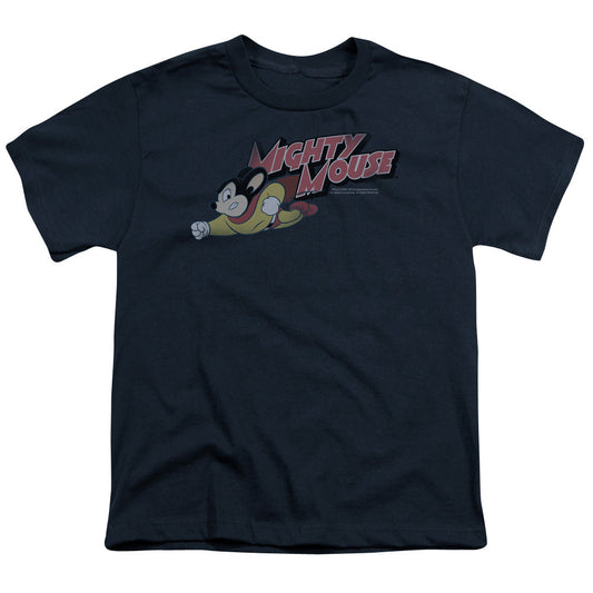 Mighty Mouse Mighty Retro Kids Youth T Shirt Navy Officially Licensed