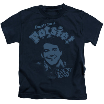 Happy Days Dont Be a Potsy Juvenile Kids Youth T Shirt Navy Officially Licensed
