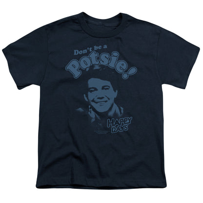 Happy Days Dont Be a Potsy Kids Youth T Shirt Navy Officially Licensed
