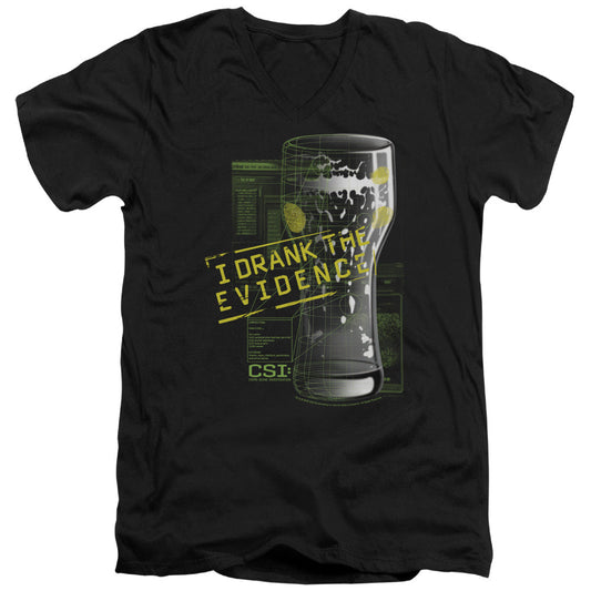 Csi I Drank the Evidence Mens Slim Fit V-Neck T Shirt Black Officially Licensed