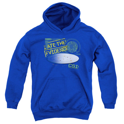 Csi I Ate the Evidence Kids Youth Hoodie Royal Officially Licensed