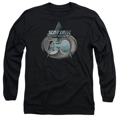 Star Trek Tng 30 Logo Mens Long Sleeve Shirt Black Officially Licensed Officially Licensed