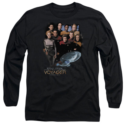 Star Trek Voyager Crew Mens Long Sleeve Shirt Black Officially Licensed