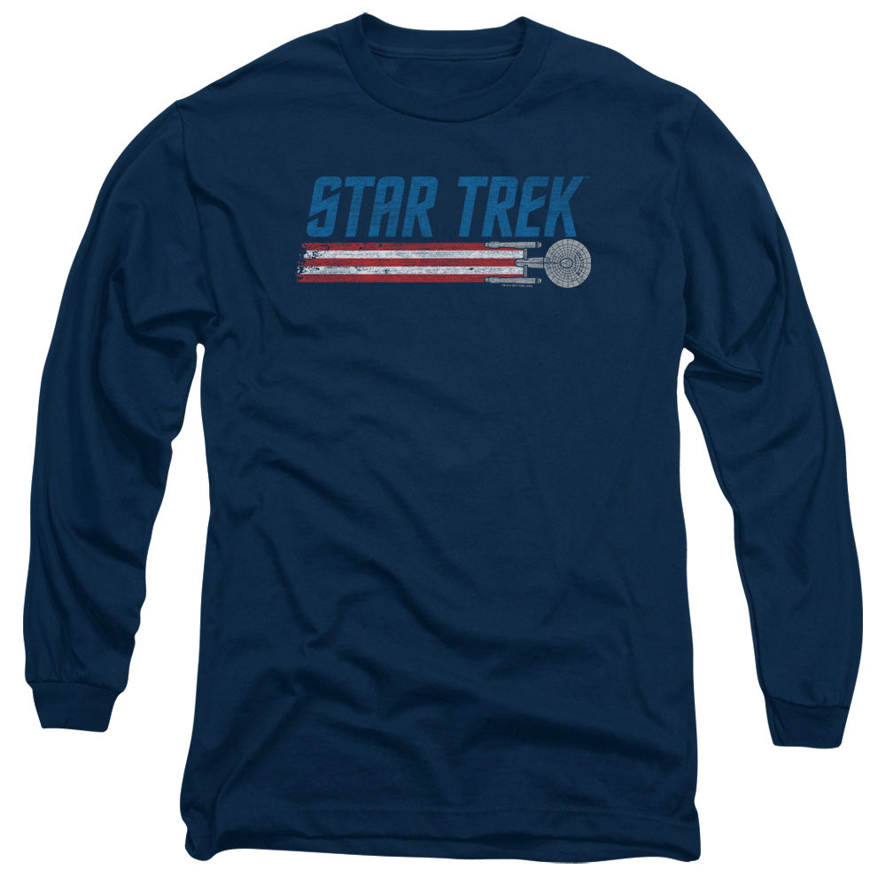 Star Trek Americana Enterprise Mens Long Sleeve Shirt Navy Officially Licensed Officially Licensed