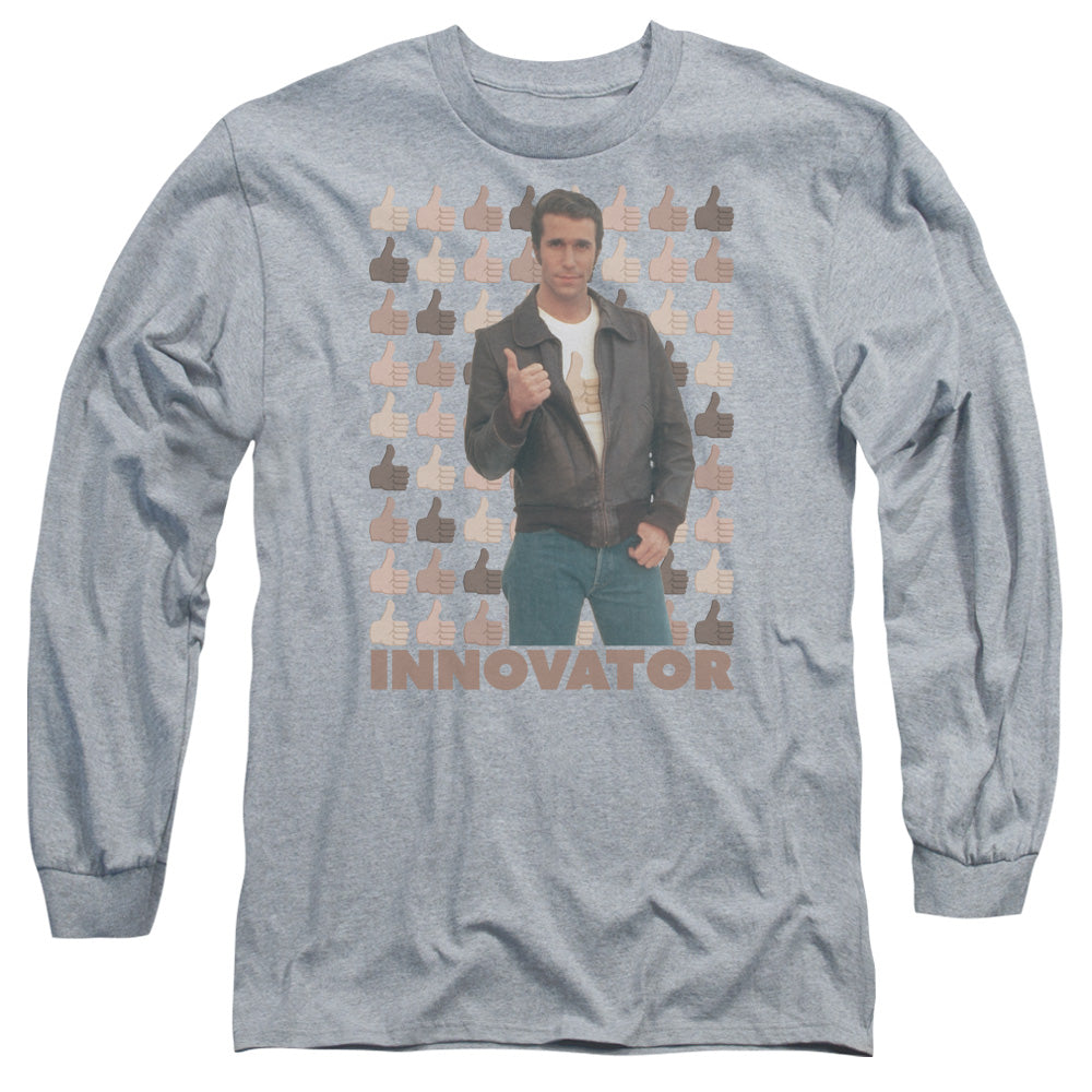 Happy Days Innovator Mens Long Sleeve Shirt Athletic Heather Officially Licensed Officially Licensed