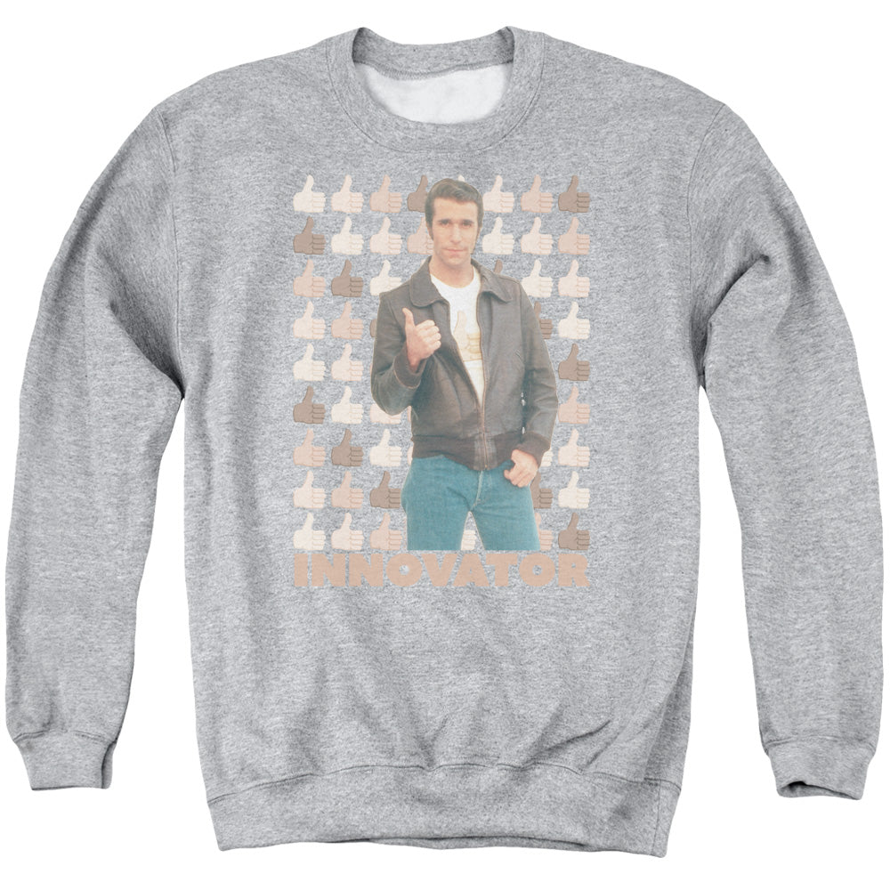 Happy Days Innovator Mens Crewneck Sweatshirt Athletic Heather Officially Licensed