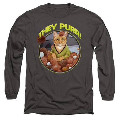 Star Trek The Purr Mens Long Sleeve Shirt Charcoal Officially Licensed Officially Licensed
