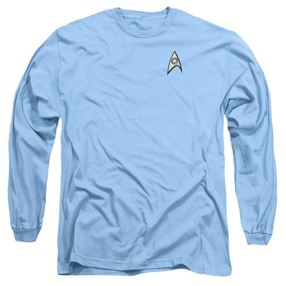 Star Trek Science Uniform Mens Long Sleeve Shirt Carolina Blue Officially Licensed Officially Licensed