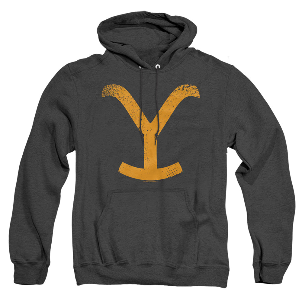 Yellowstone Large Brand Mens Heather Hoodie Black Officially Licensed