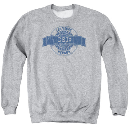 Csi Vegas Badge Mens Crewneck Sweatshirt Athletic Heather Officially Licensed