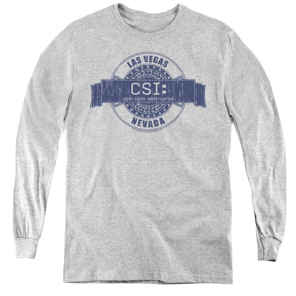 Csi Vegas Badge Long Sleeve Kids Youth T Shirt Athletic Heather Officially Licensed