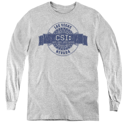 Csi Vegas Badge Long Sleeve Kids Youth T Shirt Athletic Heather Officially Licensed