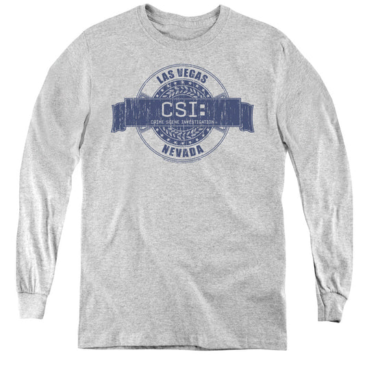 Csi Vegas Badge Long Sleeve Kids Youth T Shirt Athletic Heather Officially Licensed
