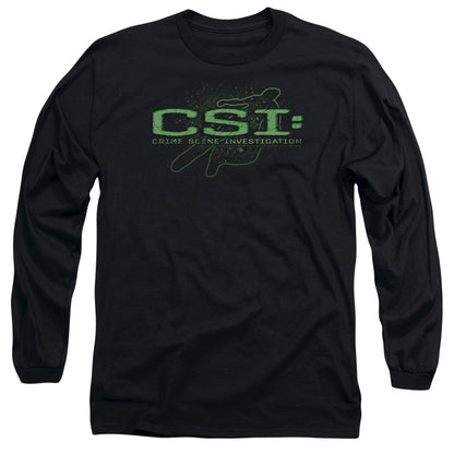 Csi Sketchy Shadow Mens Long Sleeve Shirt Black Officially Licensed Officially Licensed