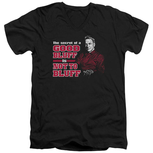 Ncis No Bluffing Mens Slim Fit V-Neck T Shirt Black Officially Licensed