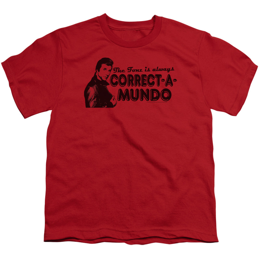Happy Days Correct a Mundo Kids Youth T Shirt Red Officially Licensed