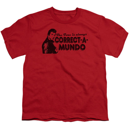 Happy Days Correct a Mundo Kids Youth T Shirt Red Officially Licensed