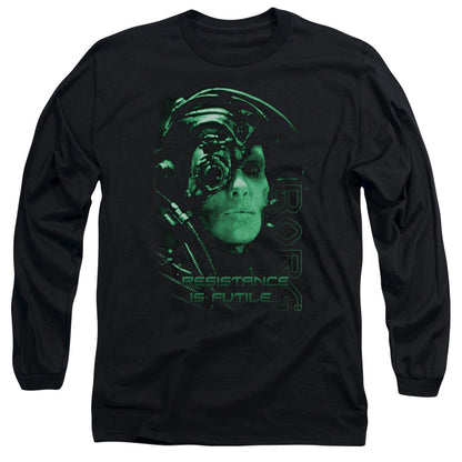 Star Trek Resistance Is Futile Mens Long Sleeve Shirt Black Officially Licensed Officially Licensed