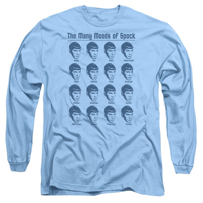 Star Trek Many Moods Of Spock Mens Long Sleeve Shirt Carolina Blue Officially Licensed Officially Licensed