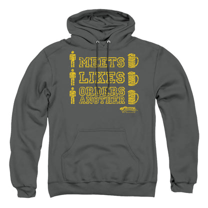 Cheers Man Meets Beer Mens Hoodie Charcoal Officially Licensed