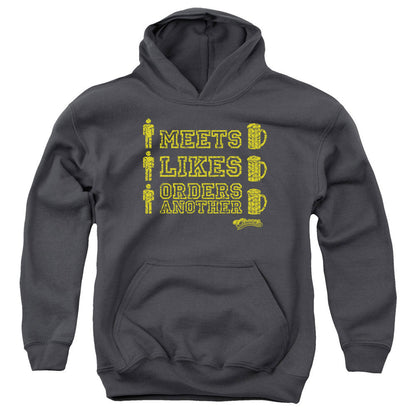 Cheers Man Meets Beer Kids Youth Hoodie Charcoal Officially Licensed