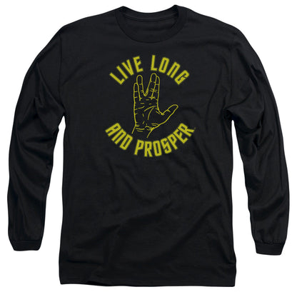 Star Trek Live Long Hand Mens Long Sleeve Shirt Black Officially Licensed Officially Licensed
