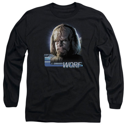 Star Trek Tng Worf Mens Long Sleeve Shirt Black Officially Licensed Officially Licensed