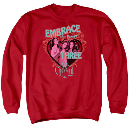 Charmed Embrace The Power Mens Crewneck Sweatshirt Red Officially Licensed