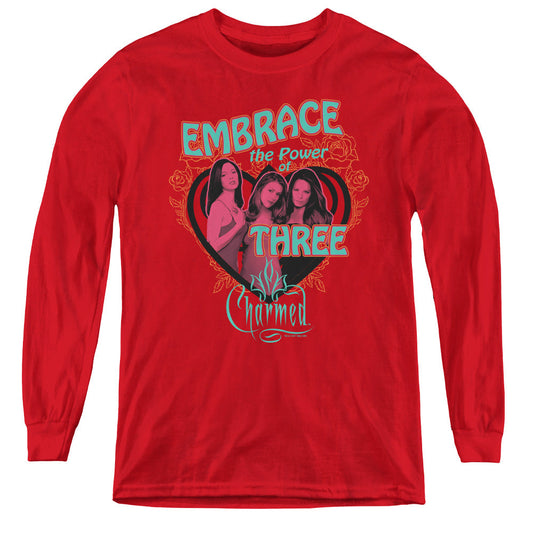 Charmed Embrace the Power Long Sleeve Kids Youth T Shirt Red Officially Licensed