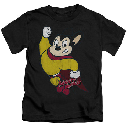 Mighty Mouse Classic Hero Juvenile Kids Youth T Shirt Black Officially Licensed