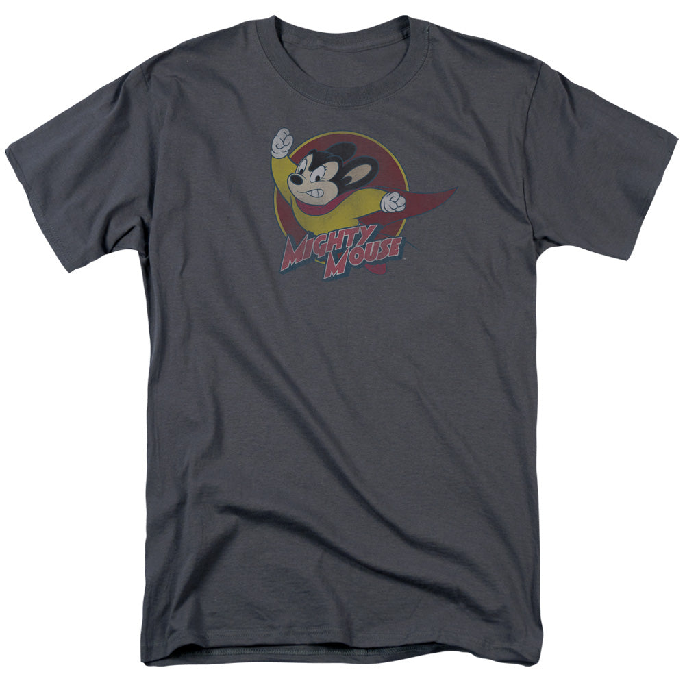 Mighty Mouse Mighty Circle Mens T Shirt Charcoal Officially Licensed