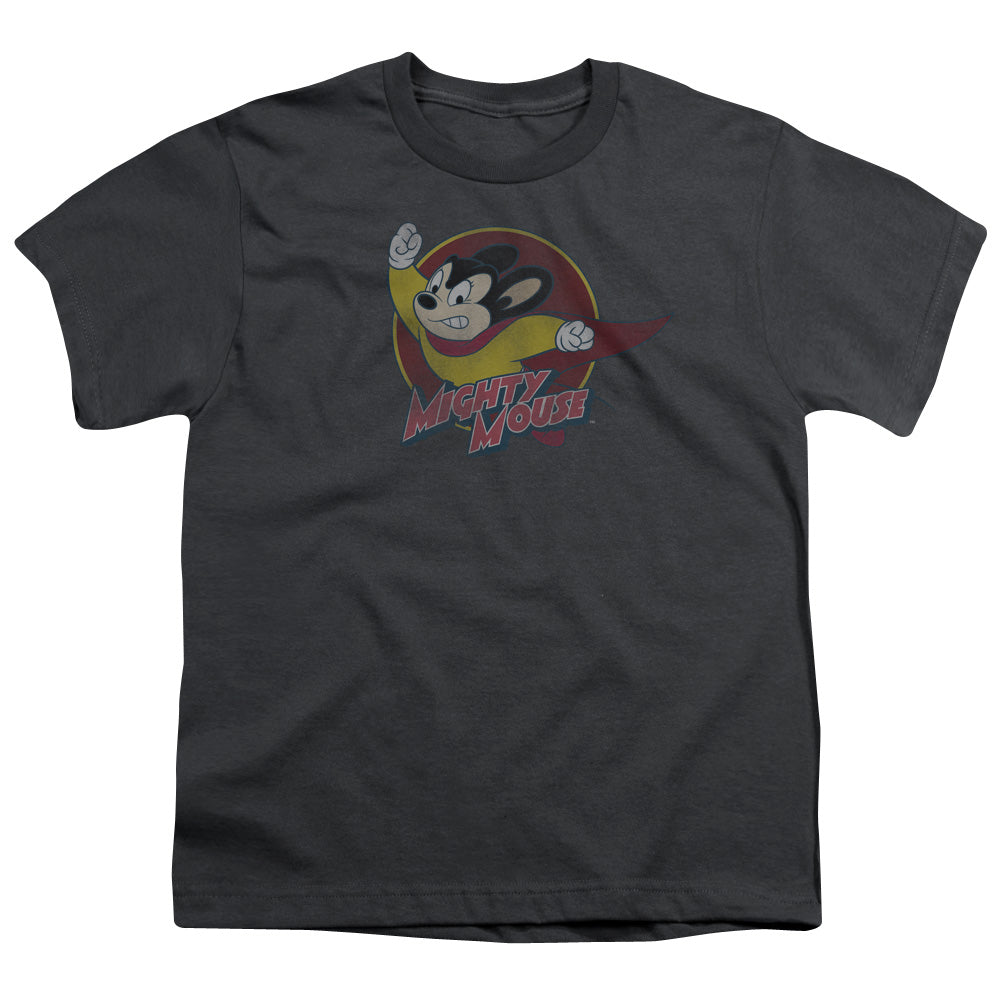 Mighty Mouse Mighty Circle Kids Youth T Shirt Charcoal Officially Licensed