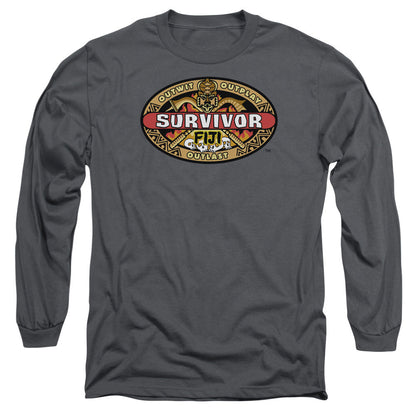 Survivor Fiji Mens Long Sleeve Shirt Charcoal Officially Licensed