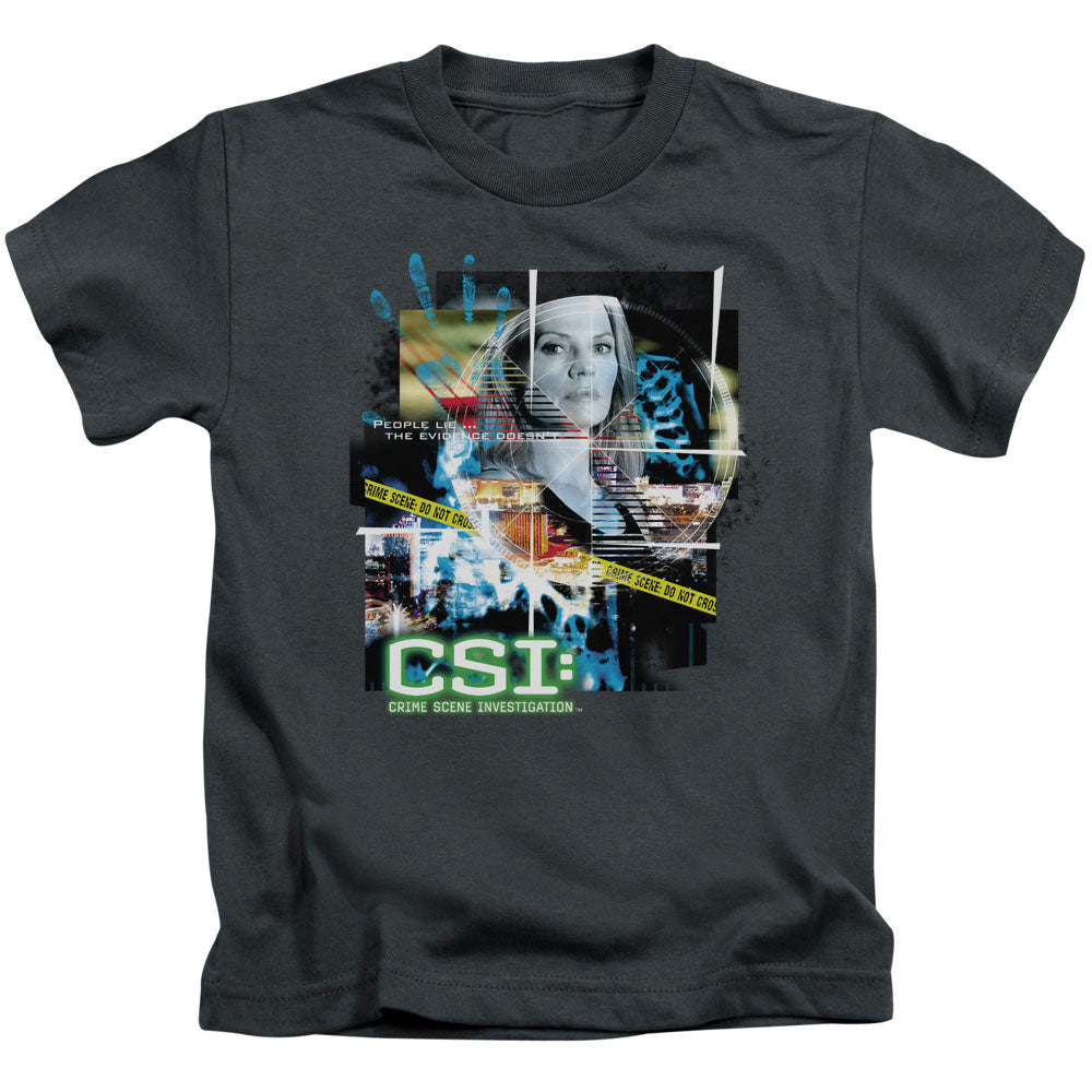 Csi Evidence Collage Juvenile Kids Youth T Shirt Charcoal Officially Licensed