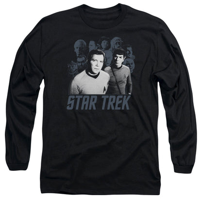 Star Trek Kirk Spock And Company Mens Long Sleeve Shirt Black Officially Licensed Officially Licensed