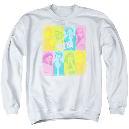 90210 Color Block Of Friends Mens Crewneck Sweatshirt White
